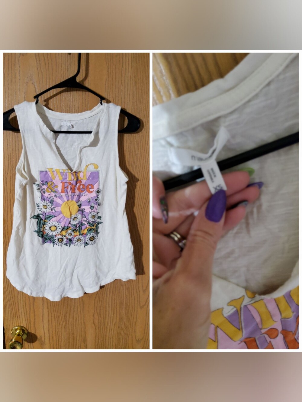 Maurices Wild & Free Womens White Graphic Tank Top